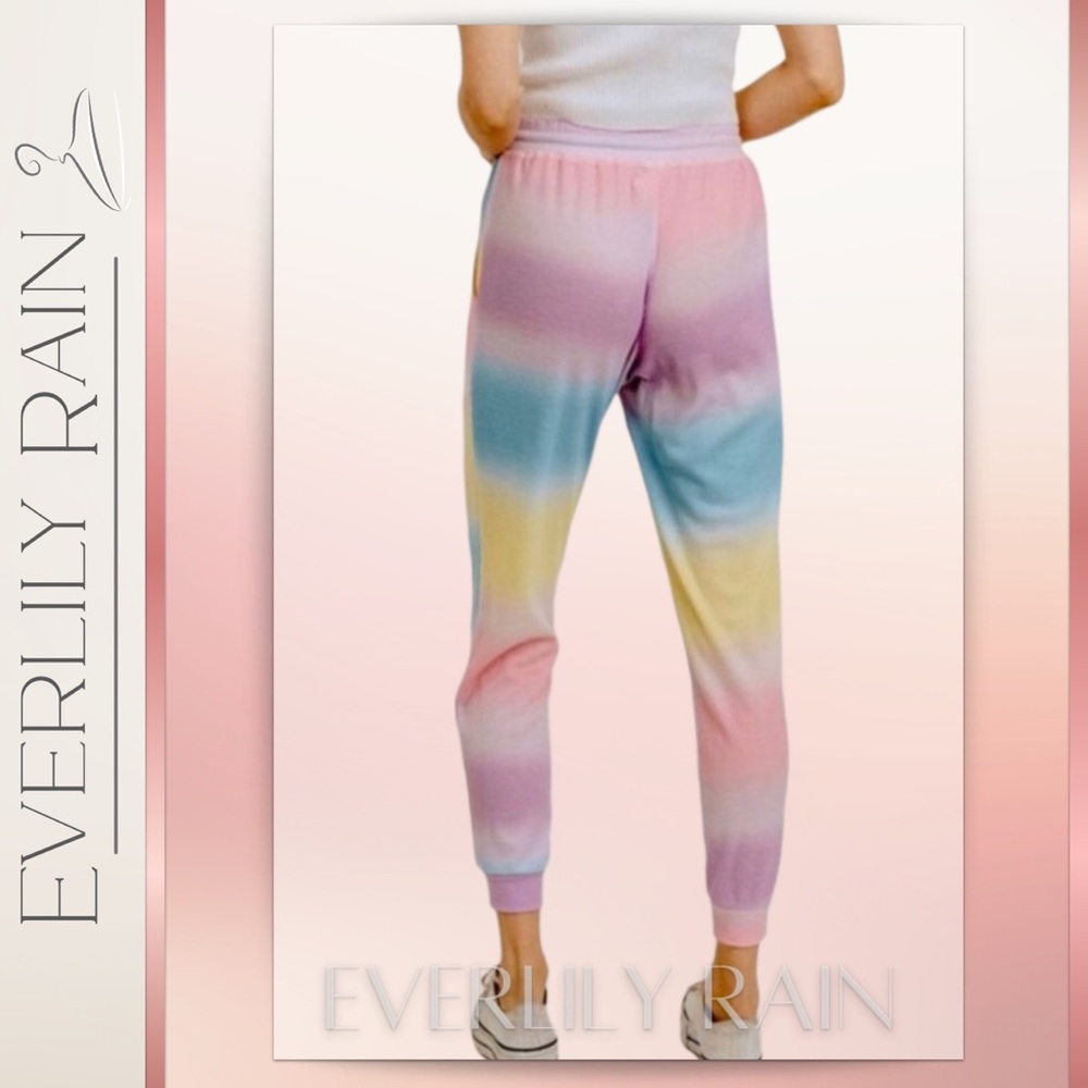 LAST ONE! Pastel Tie Dye Striped Joggers - Picture 4 of 8
